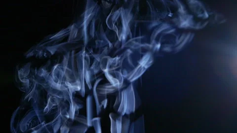 Abstract blue clouds of smoke, fog, steam, mist texture on black in slow motion 動画素材 280959969