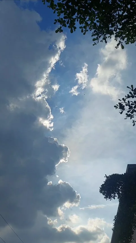 Abstract Blue Cloudy Diagonal Sky, Vertical View Video stock 303211170