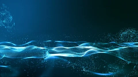 Abstract blue color digital particles wave with dust and light motion backgro Vídeo Stock 98552457