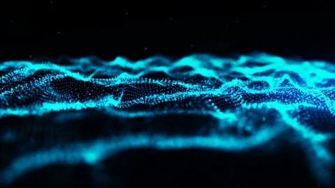 Abstract blue color digital particles wave motion background Stock Footage 100514678