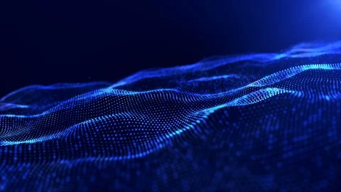Abstract blue color digital particles wave motion background Vídeo Stock 101085615