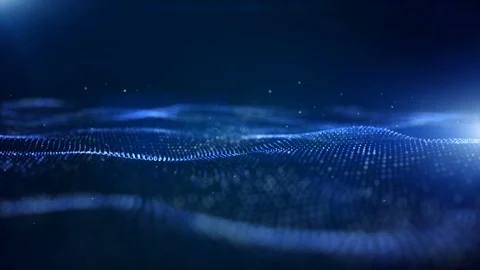Abstract blue color digital particles wave motion background Stock Footage 101085706