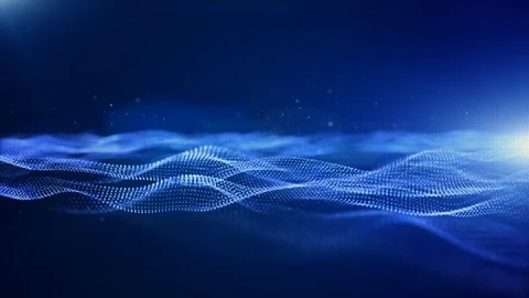 Abstract blue color digital particles wave motion background Stock Footage 101086462