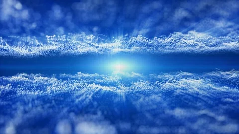 Abstract blue color digital particles wave motion background Stock Footage 101086857