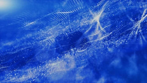 Abstract blue color digital particles wave motion background Stock Footage 101087420