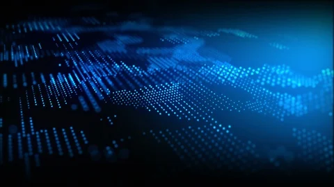 Abstract blue color digital particles flow with bokeh and light motion backgr Stock Footage 105561069