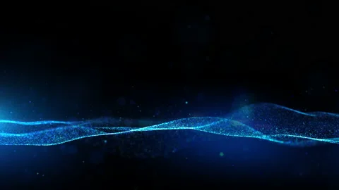 Abstract blue color digital particles wave flow with bokeh and lighting Video stock 186368068