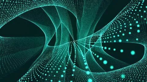 Abstract blue color dot particle up down wavy motion background. 스톡 일러스트
