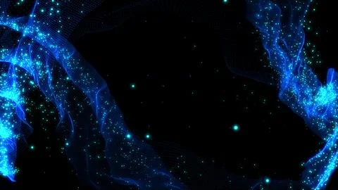 Abstract blue color dot particle up down wavy motion background. 스톡 일러스트