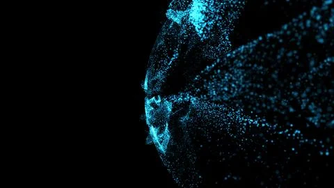 Abstract blue color dot particle up down wavy motion background. Stock Illustration