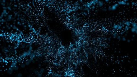Abstract blue color dot particle up down wavy motion background. 스톡 일러스트