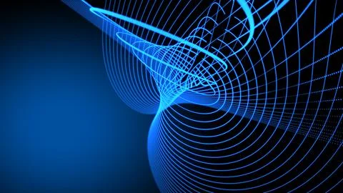 Abstract blue color dot particle up down wavy motion background. Stockillustratie