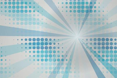 Abstract blue comic style background with dots and rays Stock Photos