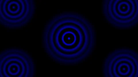 Abstract blue concentric circles expanding and contracting on a black backg.. Stock Footage 336476095