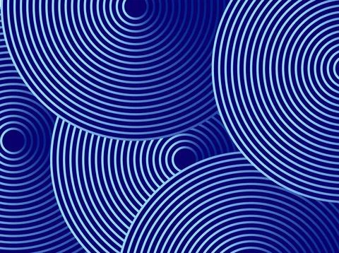 Abstract Blue Concentric Circles Pattern With Radial Lines And Hypnotic Geo.. イラスト素材