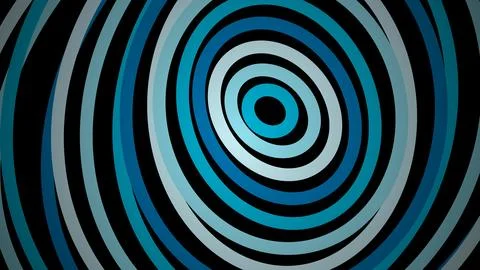Abstract blue concentric circles pattern with black background Stock Illustration