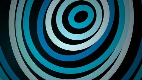 Abstract blue concentric circles pattern on black background Stock Illustration