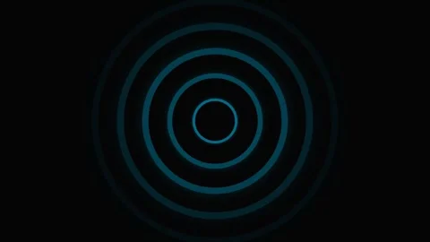 Abstract blue concentric rings radiating against a solid black background Stock Footage 339617763