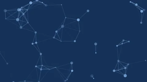 Abstract blue connected dots moving randomly on dark blue background. Modern Stock Footage 148463292