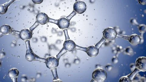 Abstract blue connected glass bubbles molecule background. 3D Rendering 스톡 일러스트