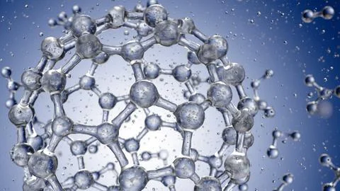 Abstract blue connected glass bubbles molecule background. 3D Rendering イラスト素材