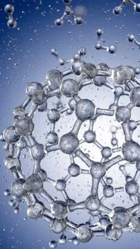 Abstract blue connected glass bubbles molecule background. 3D Rendering 库存插图