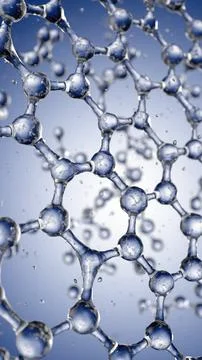 Abstract blue connected glass bubbles molecule background. 3D Rendering 库存插图