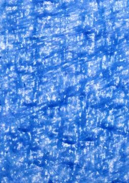 Abstract blue crayon scribble on white paper background. Stockfoto's