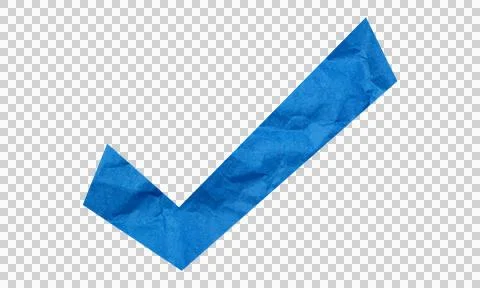 Abstract Blue Crumpled Paper Texture Check Mark Tick Success Symbol Icon Is.. Stock Illustration