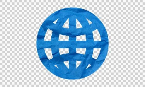 Abstract Blue Crumpled Paper Texture Globe World Symbol Icon Isolated on Wh.. Stock Illustration