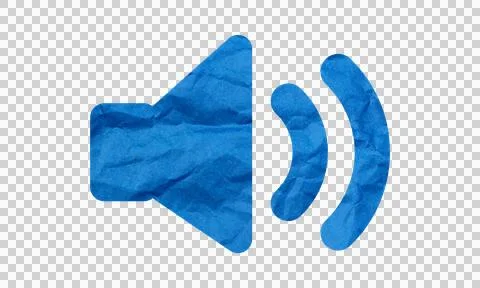 Abstract Blue Crumpled Paper Texture Sound Volume Speaker Symbol Icon Isola.. Stock Illustration