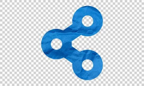 Abstract Blue Crumpled Paper Texture Share Connection Symbol Icon Isolated .. Stock Illustration