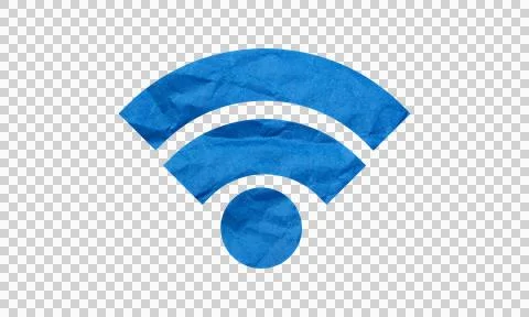 Abstract Blue Crumpled Paper Texture Wi-Fi Wireless Connection Symbol Icon .. Stock Illustration