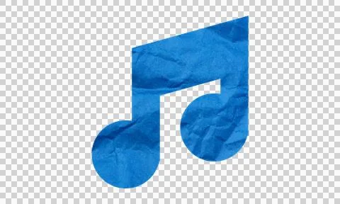 Abstract Blue Crumpled Paper Texture Music Note Symbol Icon Isolated on Whi.. Stock Illustration