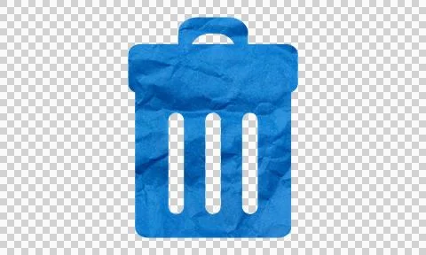 Abstract Blue Crumpled Paper Texture Trash Bin Delete Remove Symbol Icon Is.. Stock Illustration