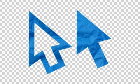 Abstract Blue Crumpled Paper Texture Mouse Cursor Pointer Arrow Symbol Icon.. Stock Illustration
