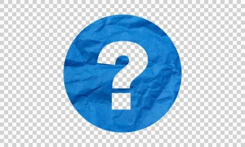 Abstract Blue Crumpled Paper Texture Question Mark Symbol Icon Isolated on .. Stock Illustration