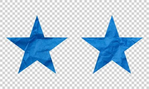 Abstract Blue Crumpled Paper Texture Two Stars Symbol Icon Isolated on Whit.. Stock Illustration