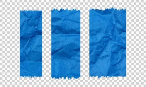 Abstract Blue Crumpled Paper Torn Texture Strips Collection Isolated on Whi.. Stock Illustration