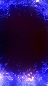 Abstract blue crystalline border with a dark center, creating a luminous de.. Stock Illustration