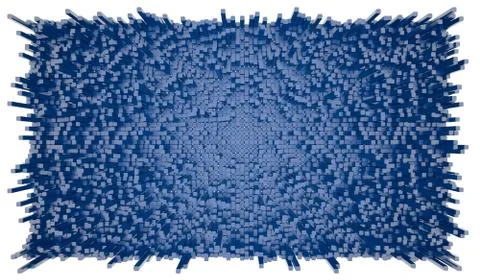 Abstract Blue Cube Blocks Wall Background. 3d Render Illustration Stock Illustration