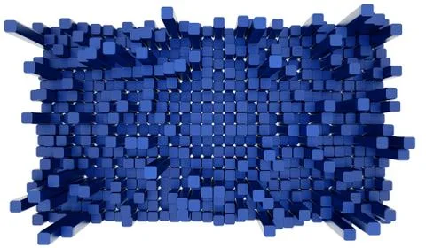 Abstract Blue Cube Blocks Wall Background. 3d Render Illustration Stock Illustration