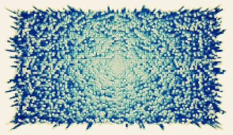 Abstract Blue Cube Blocks Wall Background. 3d Render Illustration Stock Illustration