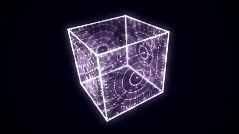 Abstract blue cube with connecting dots and lines. Big data visualization. Stock Footage 275190724