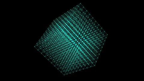 Abstract blue cube with connecting dots Stock Illustration
