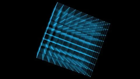 Abstract blue cube with connecting dots Stock Illustration