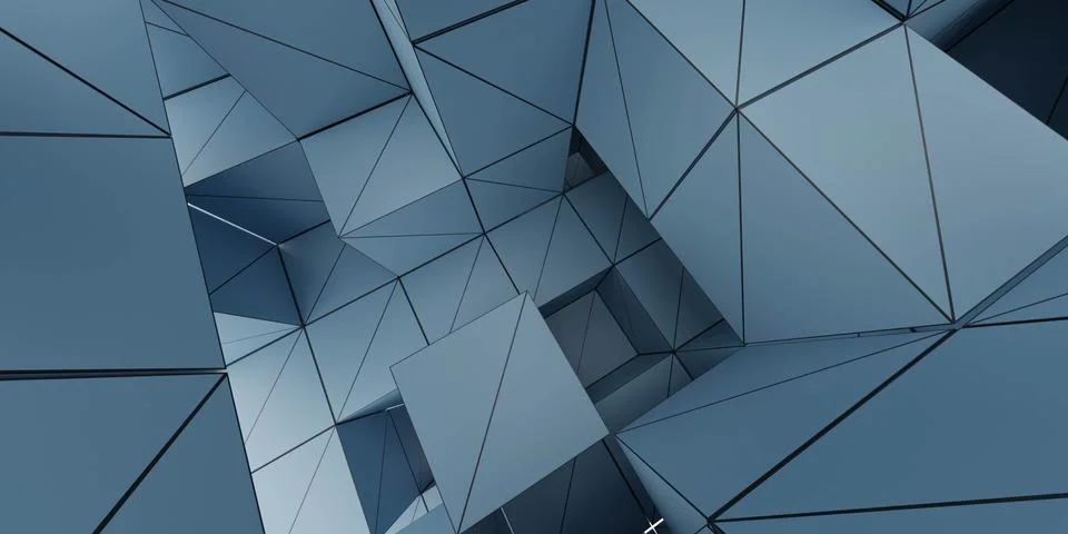 Abstract blue cube geometric shape 3d render illustration Stock Illustration
