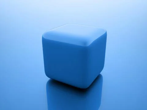 Abstract blue cube rendered Stock Illustration