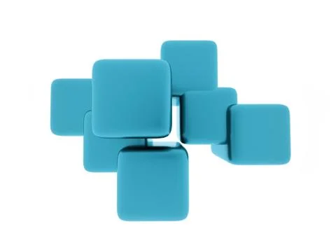 Abstract blue cubes background rendered on white Stock Illustration