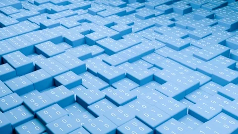 Abstract blue cubes with binary code, technology, big data, blockchain. Video stock 317638418